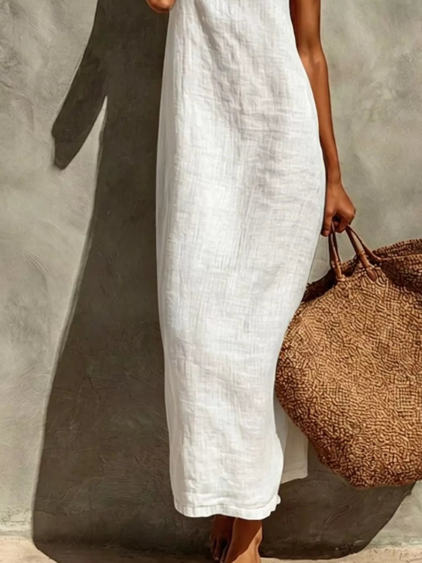Trendsi Sleeveless Linen Casual Maxi Dress -
