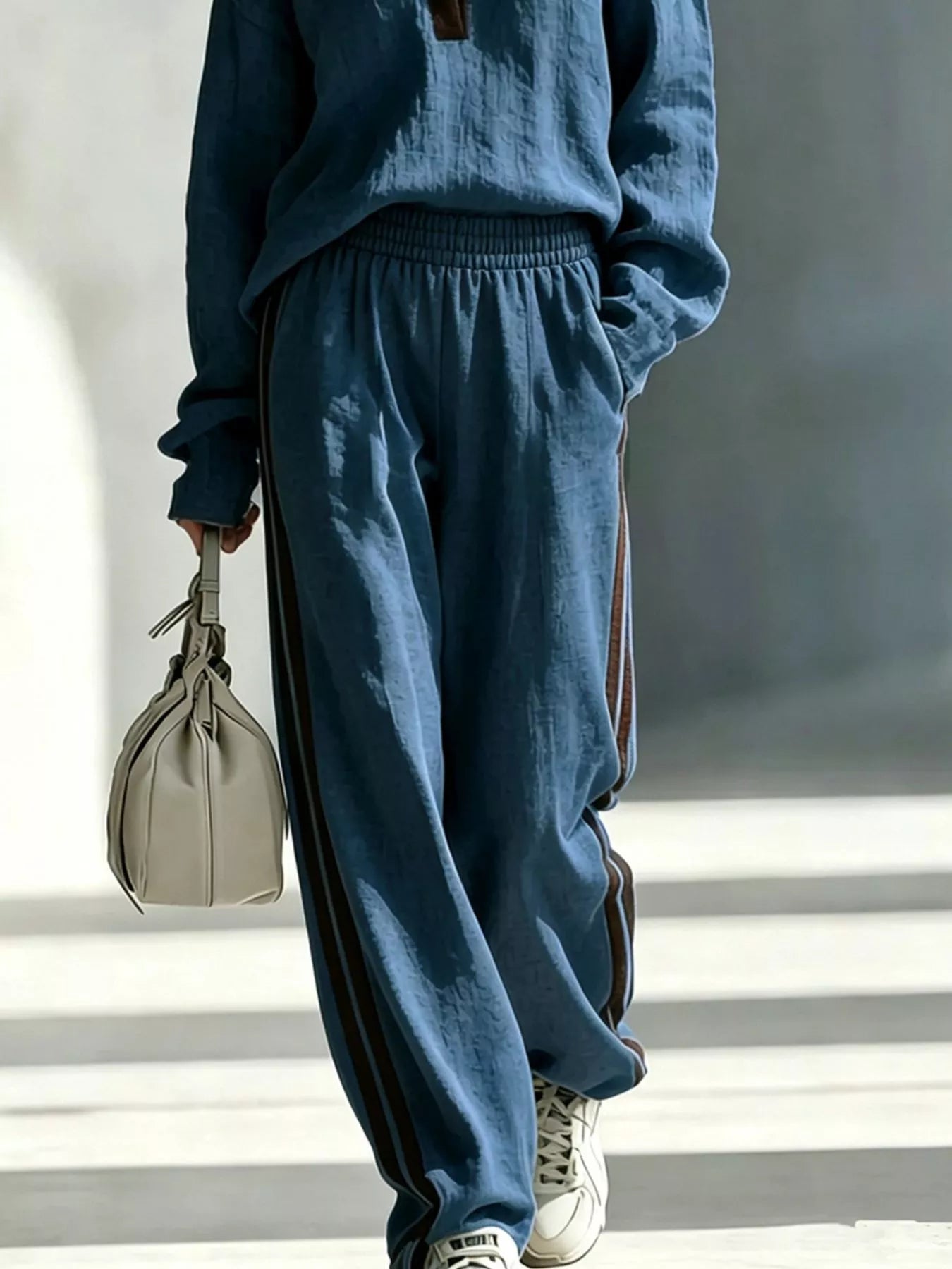 Trendsi Long Sleeve Top and Side-Striped Joggers Set -