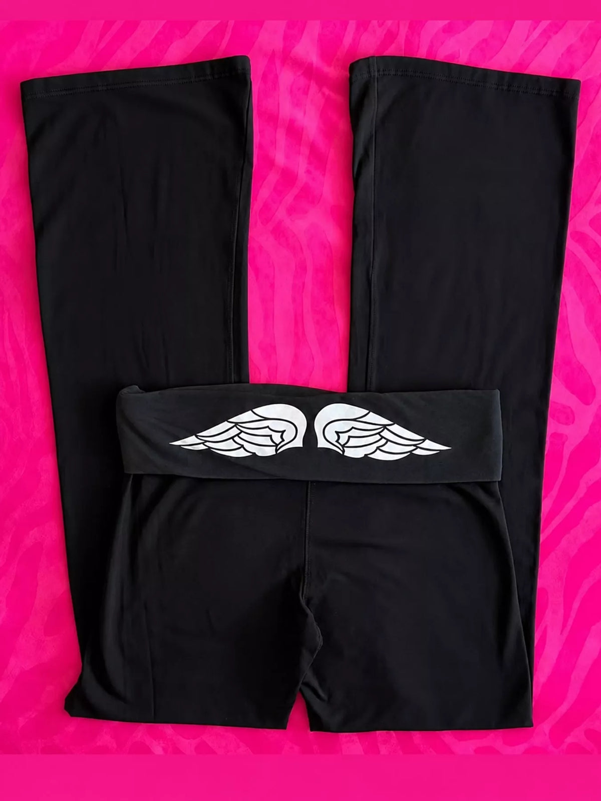 Black 1 fold-over waist flared pants