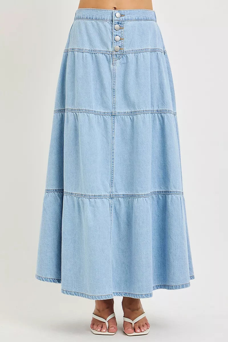 Trendsi RISEN High Rise Ruffle Long Skirts -
