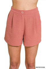 Trendsi Zenana Woven Airflow Back Elastic Waist Shorts -