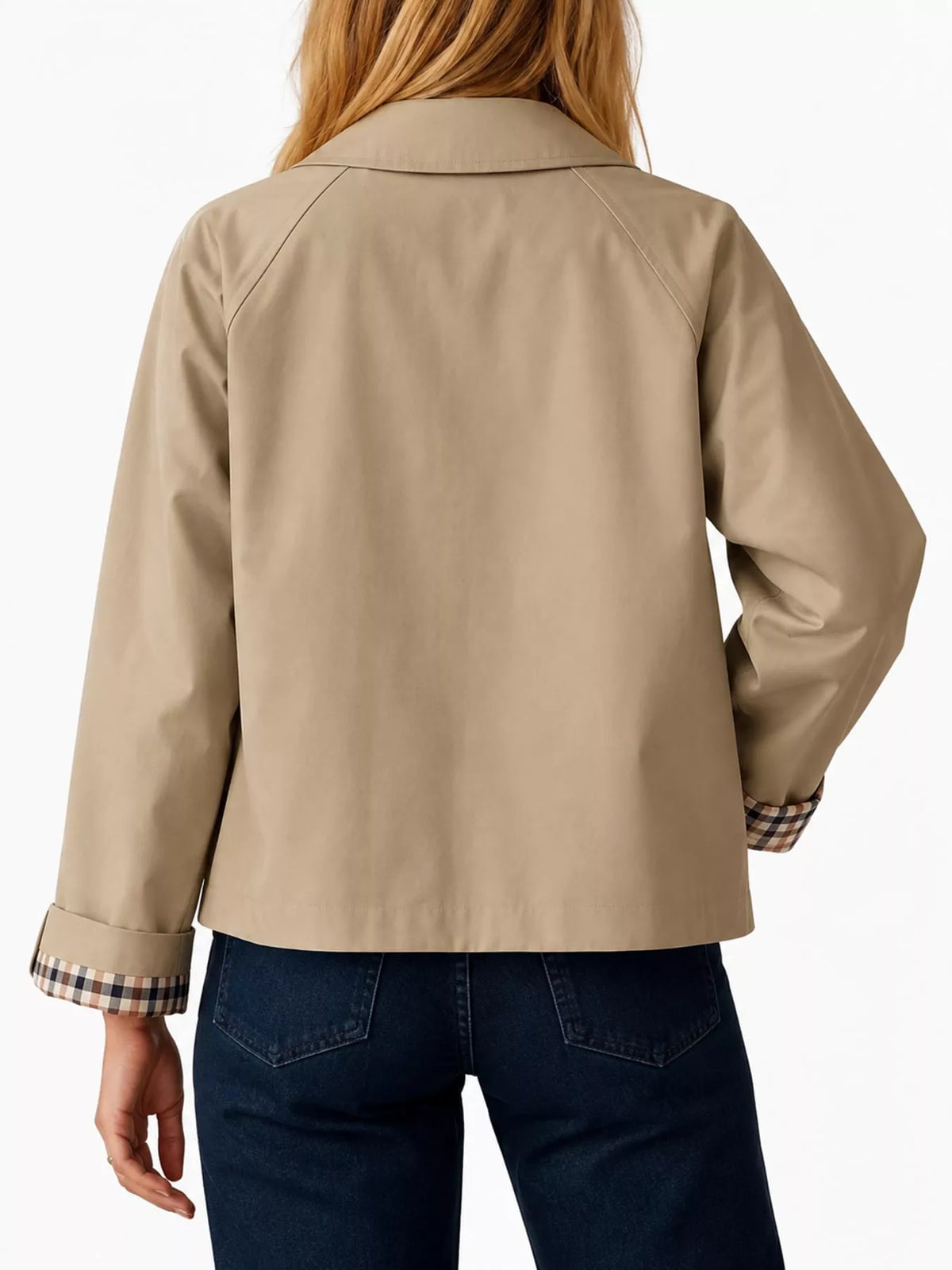 Cropped trench jacket, khaki back