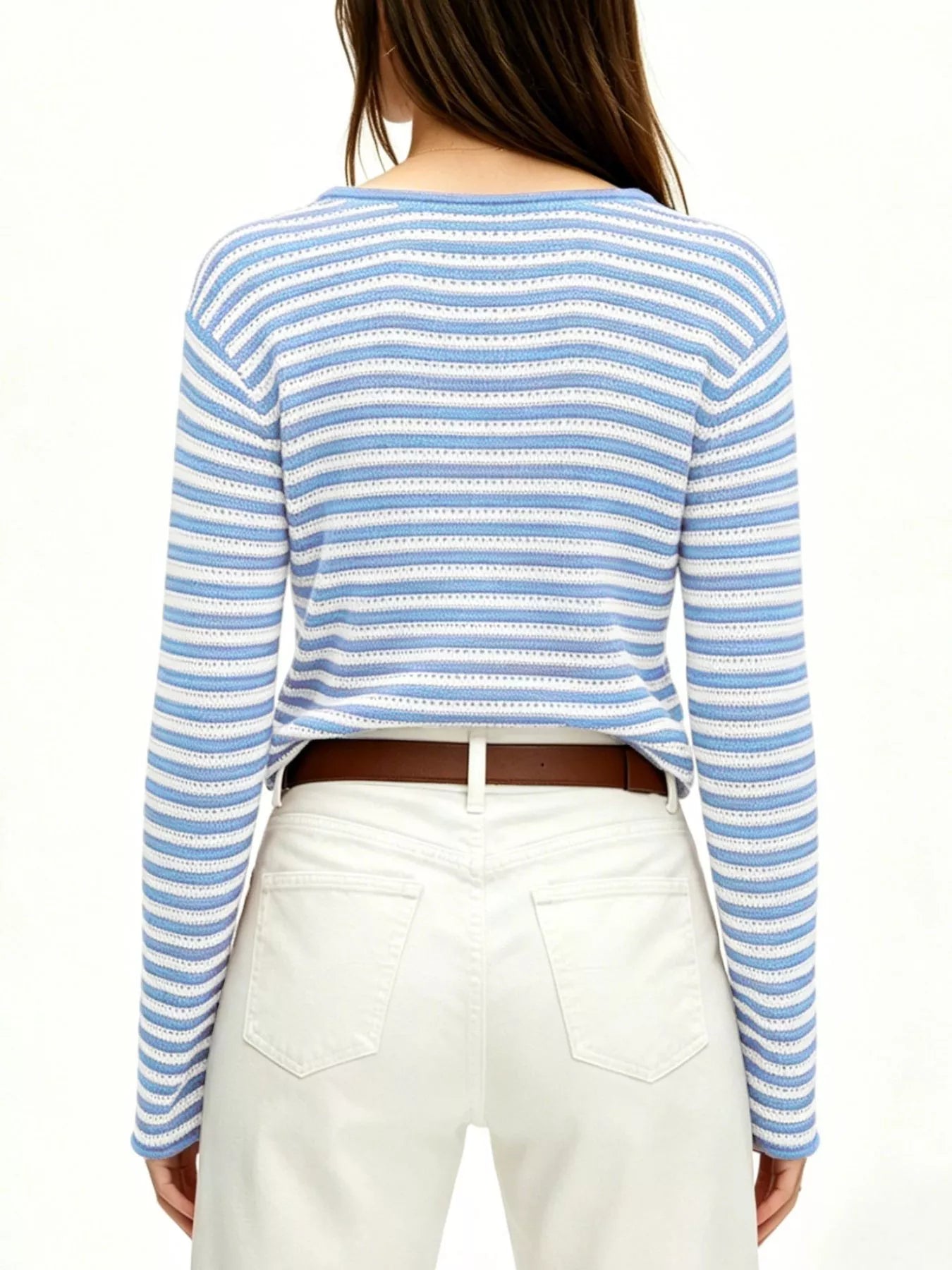 Trendsi Striped Boat Neck Knit Sweater -