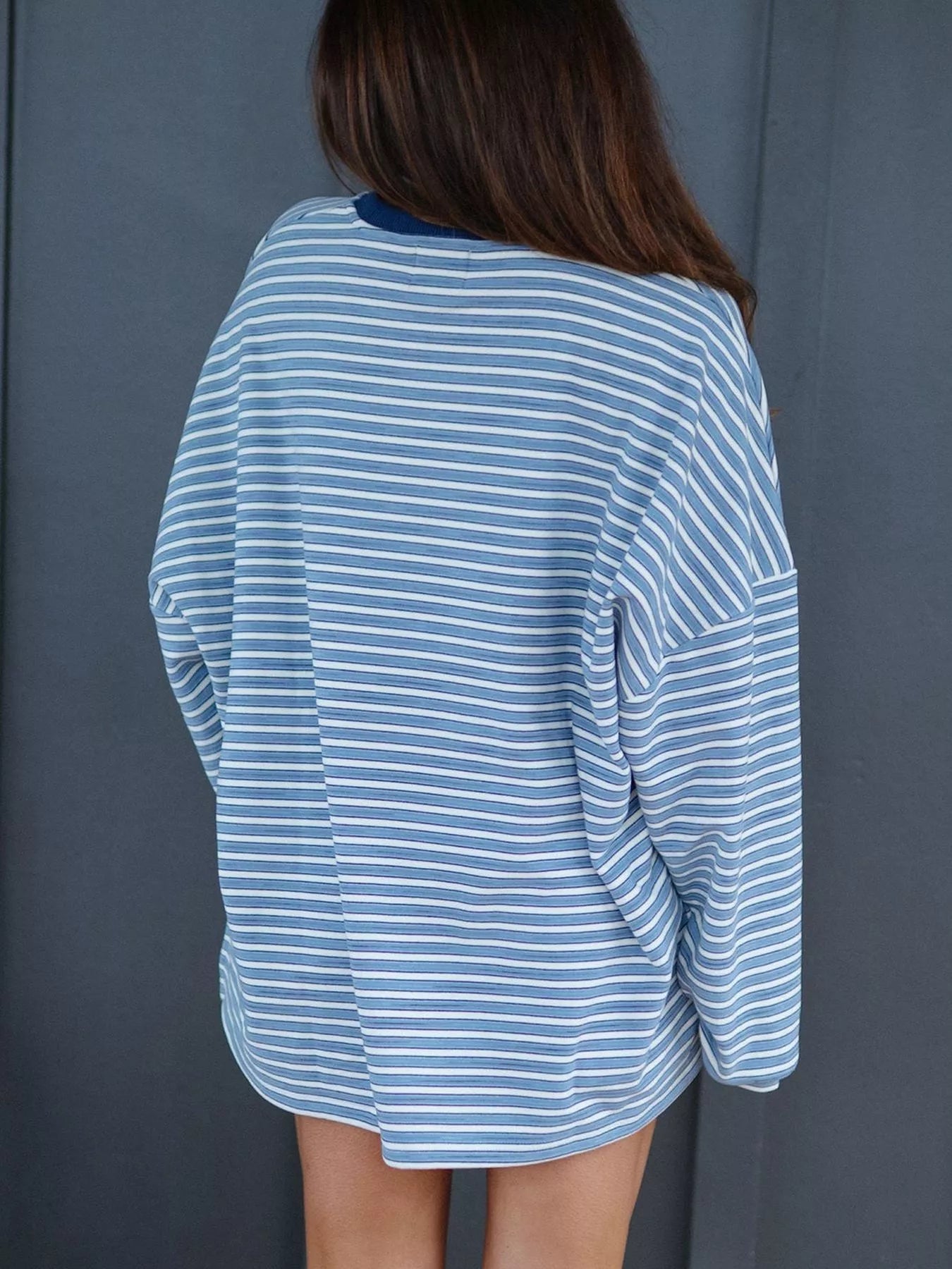 Trendsi Striped Long Sleeve Top and Shorts Set -