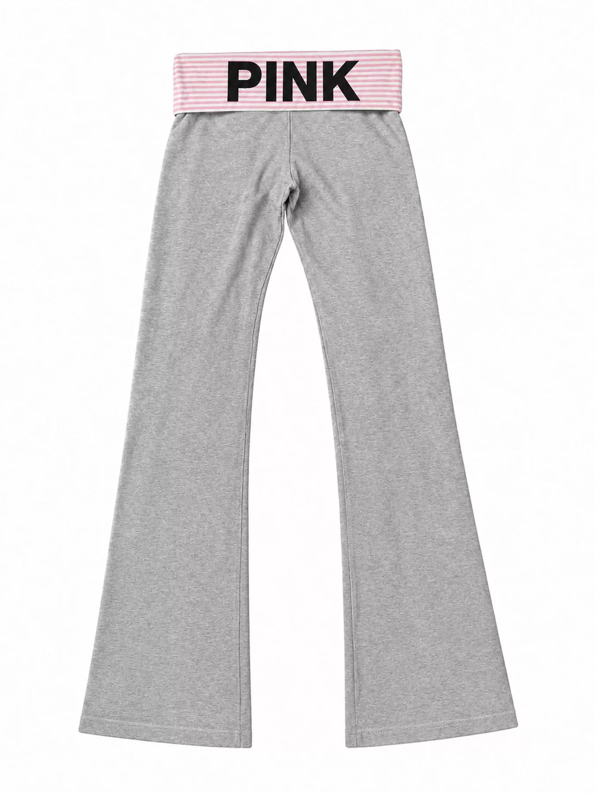 Pink 3 fold-over waist flared pants