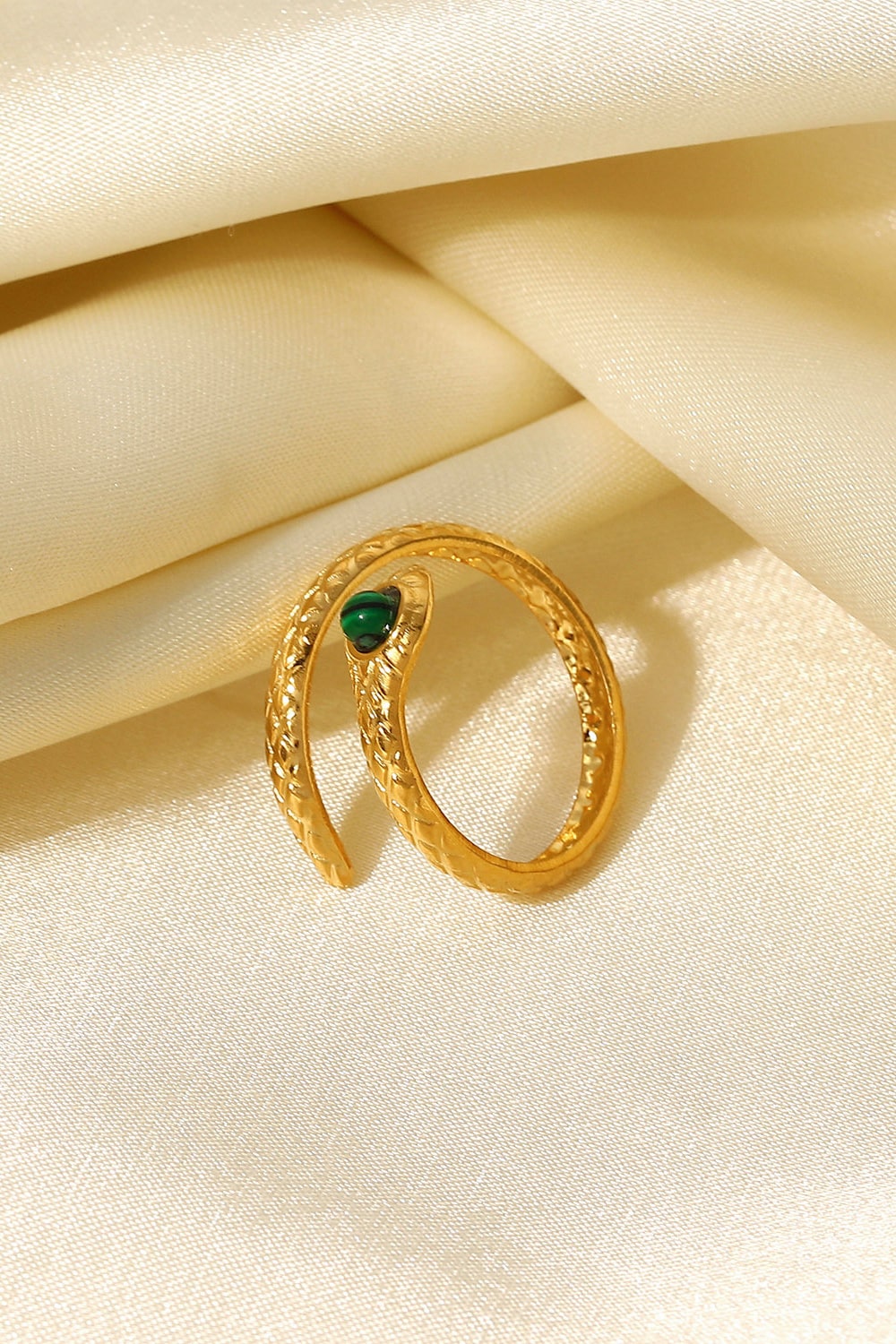 Trendsi Snake Charmer Malachite Snake-Shaped Bypass Ring -
