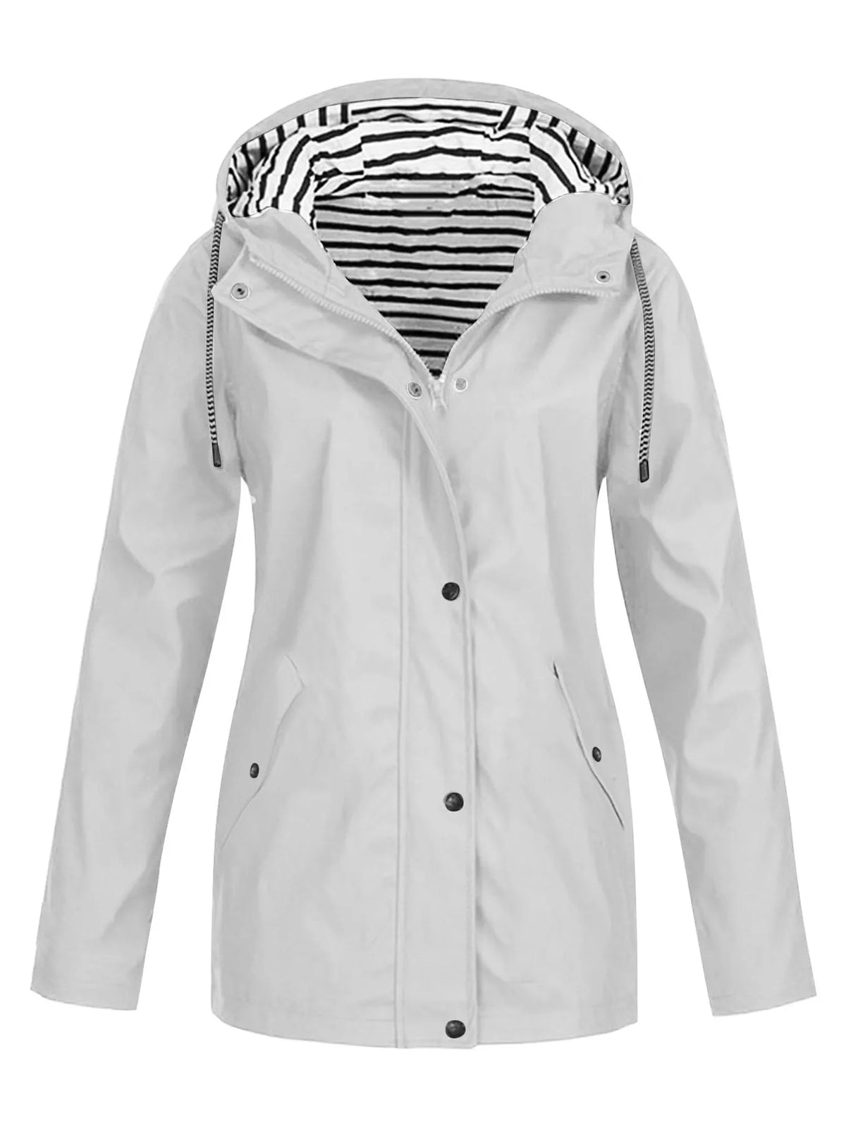 White drawstring hooded jacket