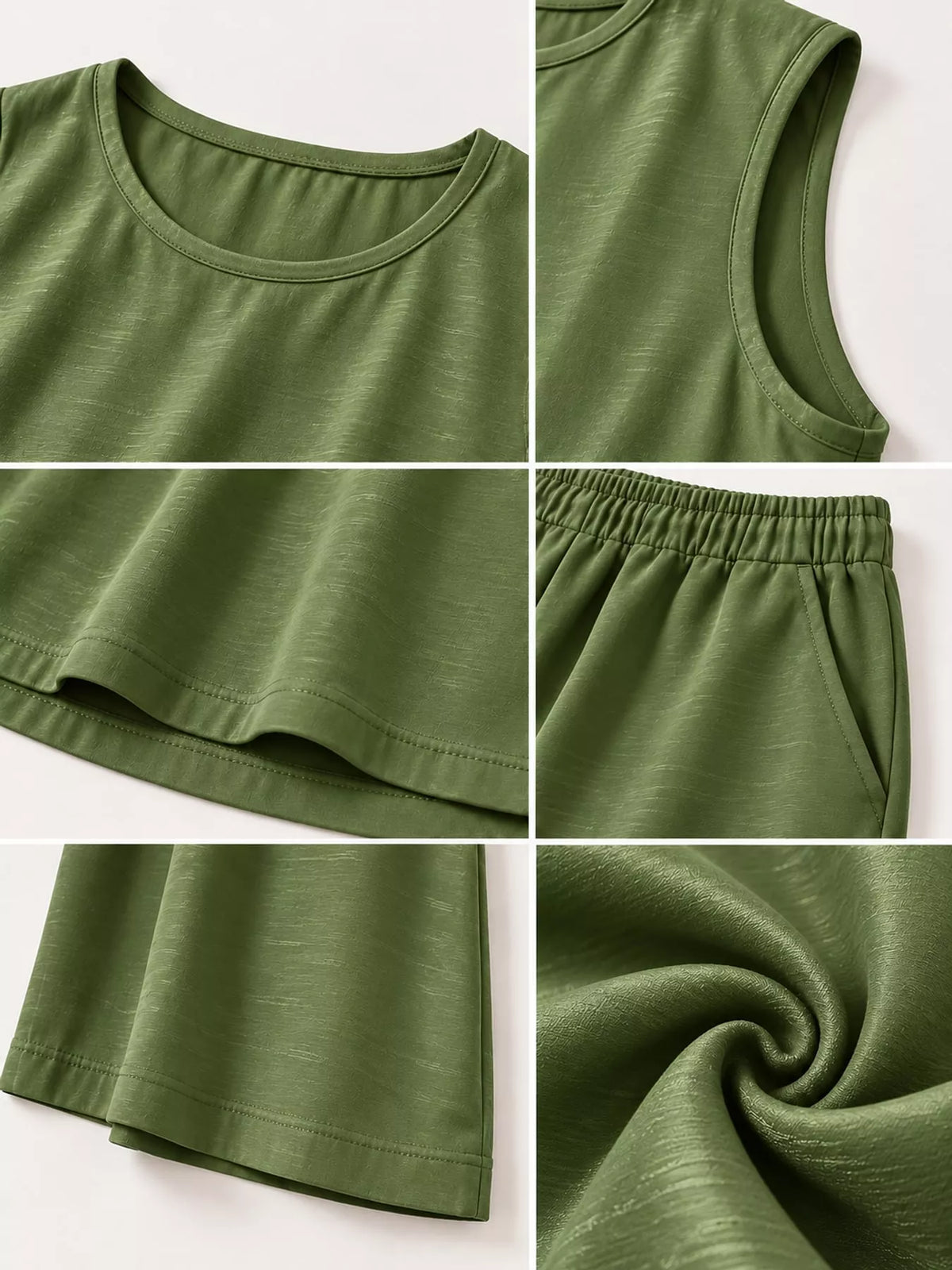 Sleeveless Tank Top and Wide-Leg Pants Set — construction details
