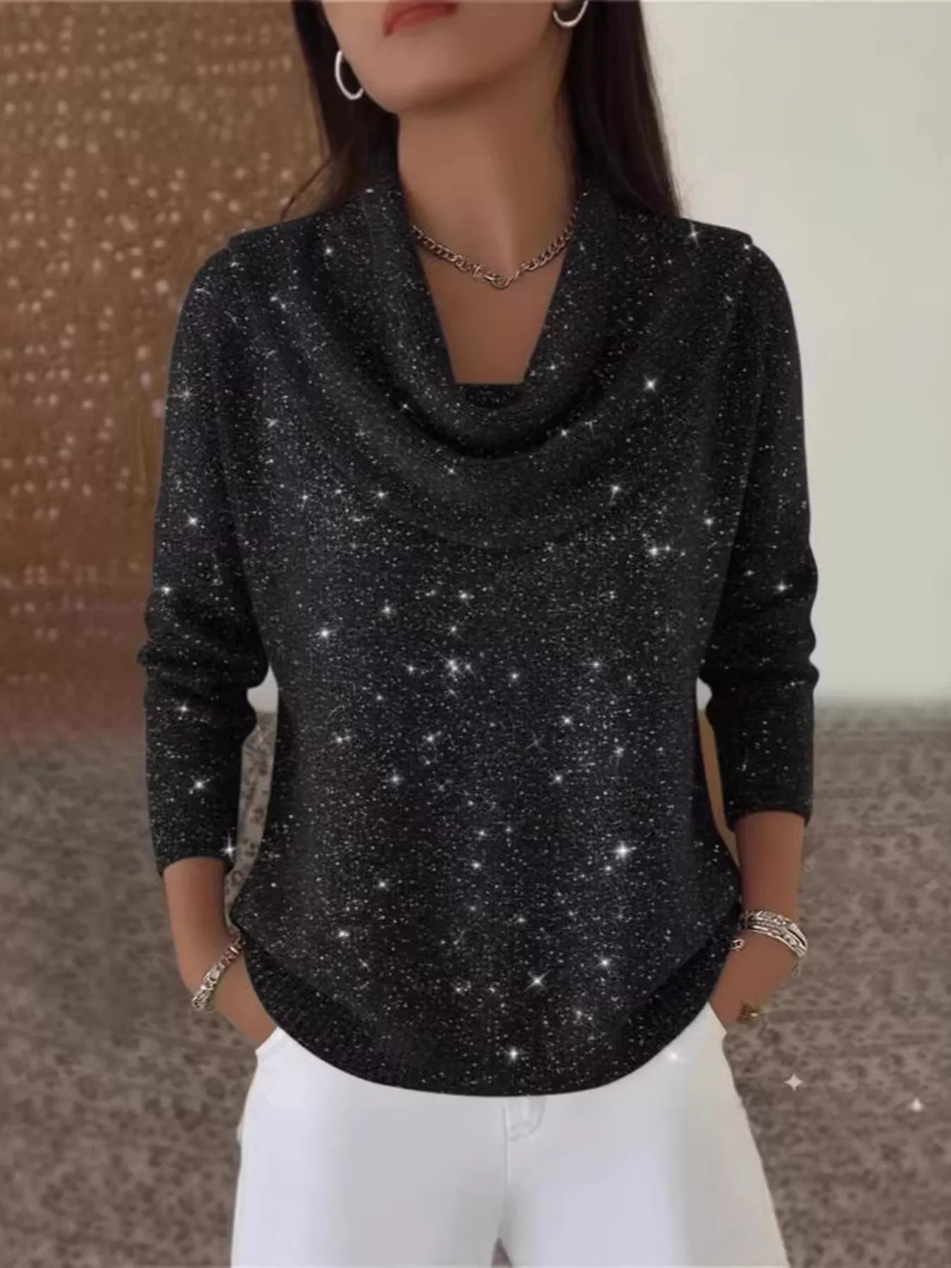 Trendsi Full Size Solid Color Cowl Neck Sweater Plus Size -