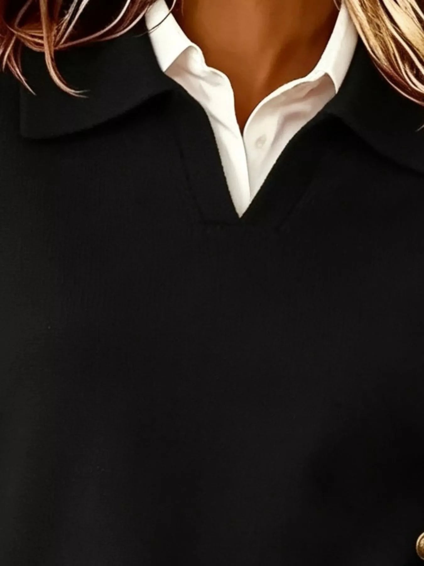 Trendsi Chic Collared Decor-Button Sweater -