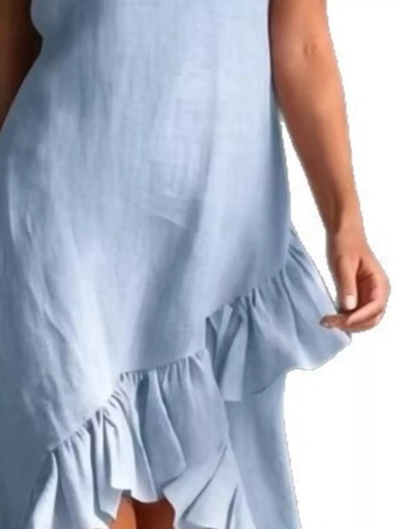 Trendsi Full Size Ruffled Asymmetrical Hem V-Neck Sleeveless Dress Plus Size -
