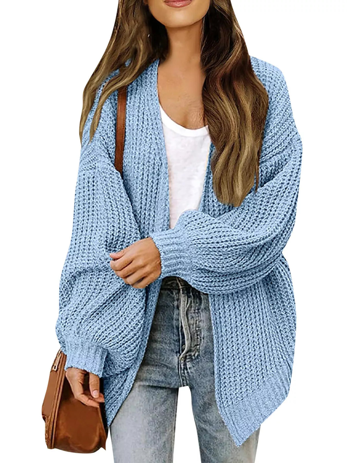 Women's open-front chunky knit cardigan