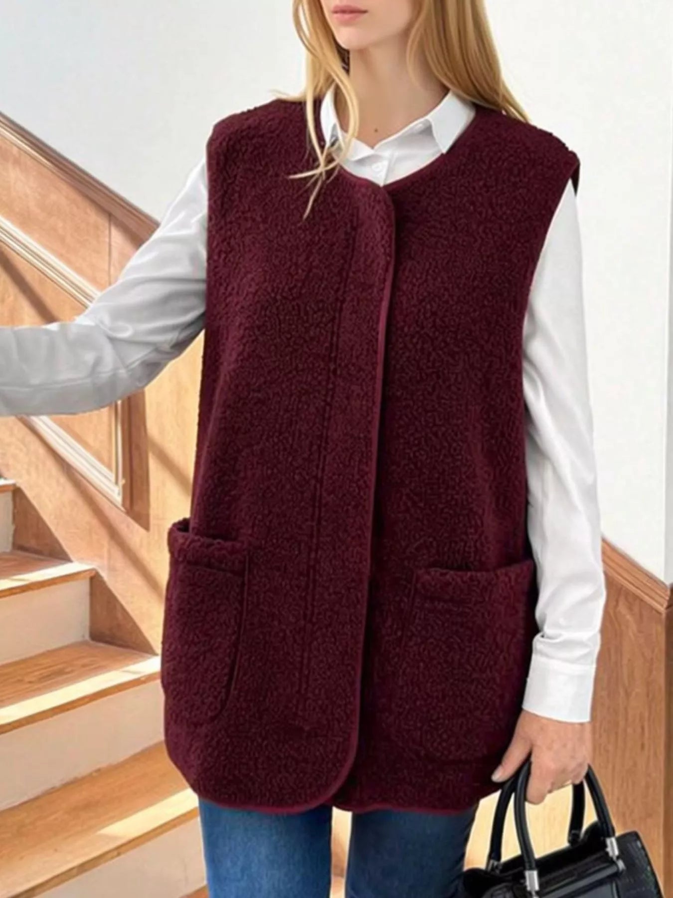 Trendsi Sherpa Sleeveless Vest Coat -
