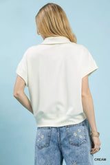 Trendsi Umgee Striped Collared Neck Half-Zip Top -