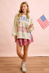 Trendsi BiBi 4th Of July Stars And Stripes Patches Sweatshirt -