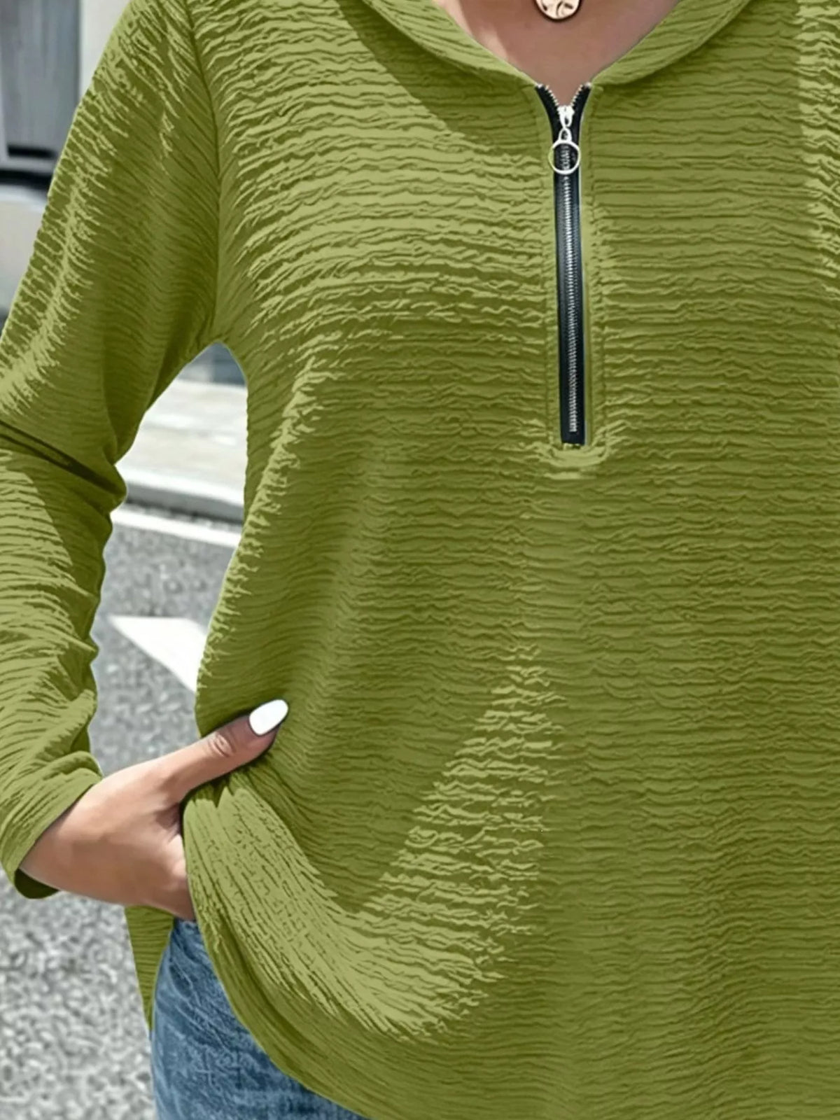 Stand-collar long sleeve blouse, construction and design details