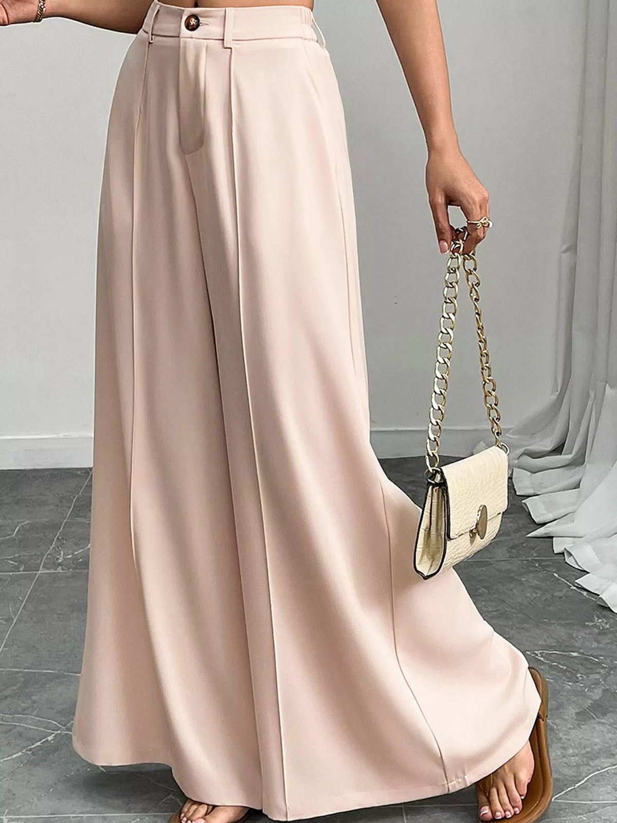 Wide-leg trousers, beige side