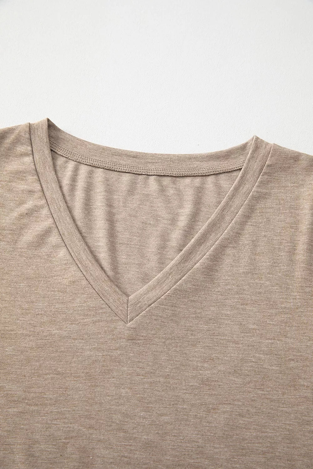 Trendsi Solid Color V Neck Long Sleeve Stretchy Top -
