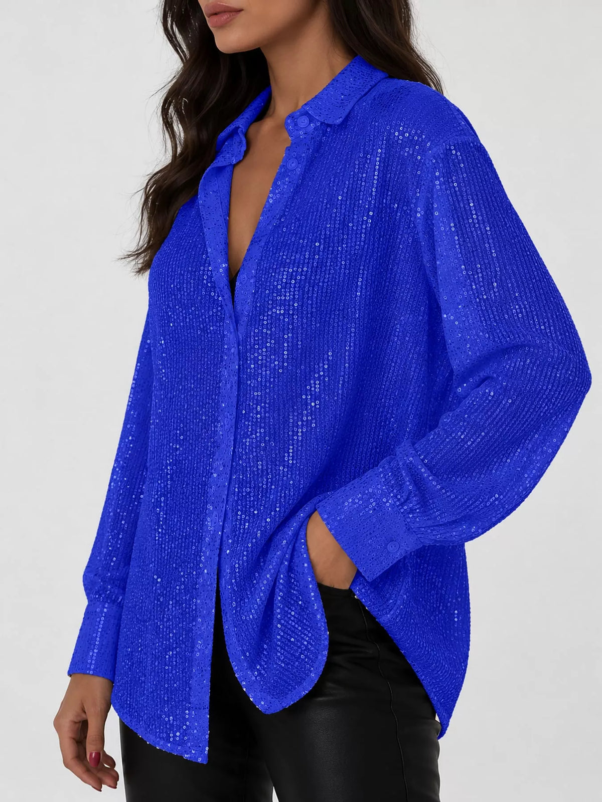 Sequin shirt, blue side