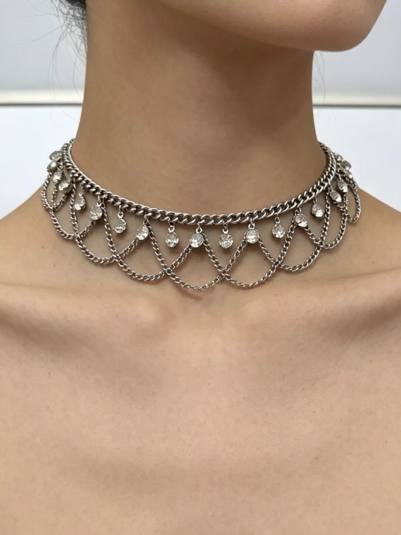 Trendsi 18K Gold-Plated Zircon Chain Necklace -