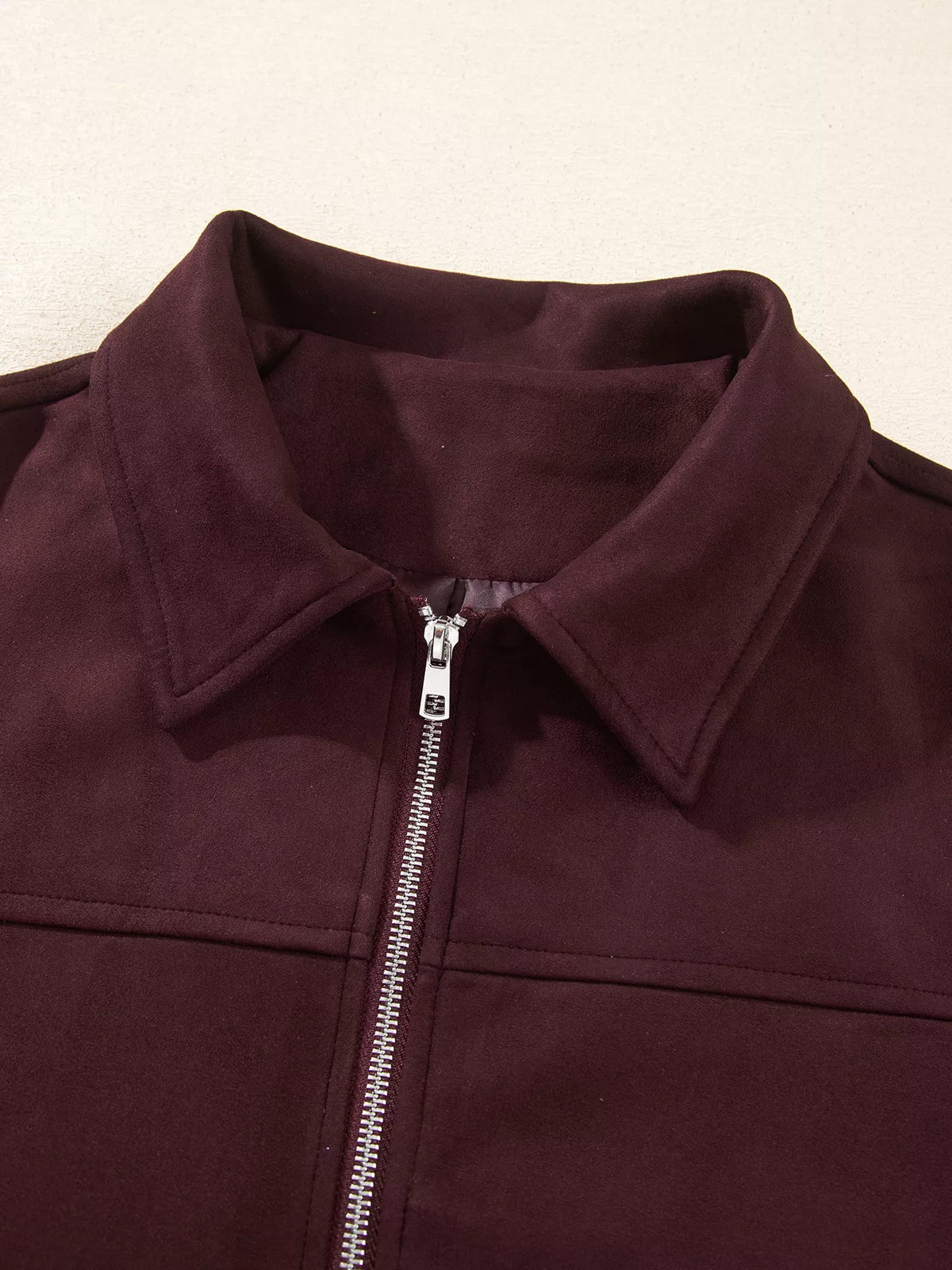 Collared Zip-Up Long Sleeve Jacket, collar detail