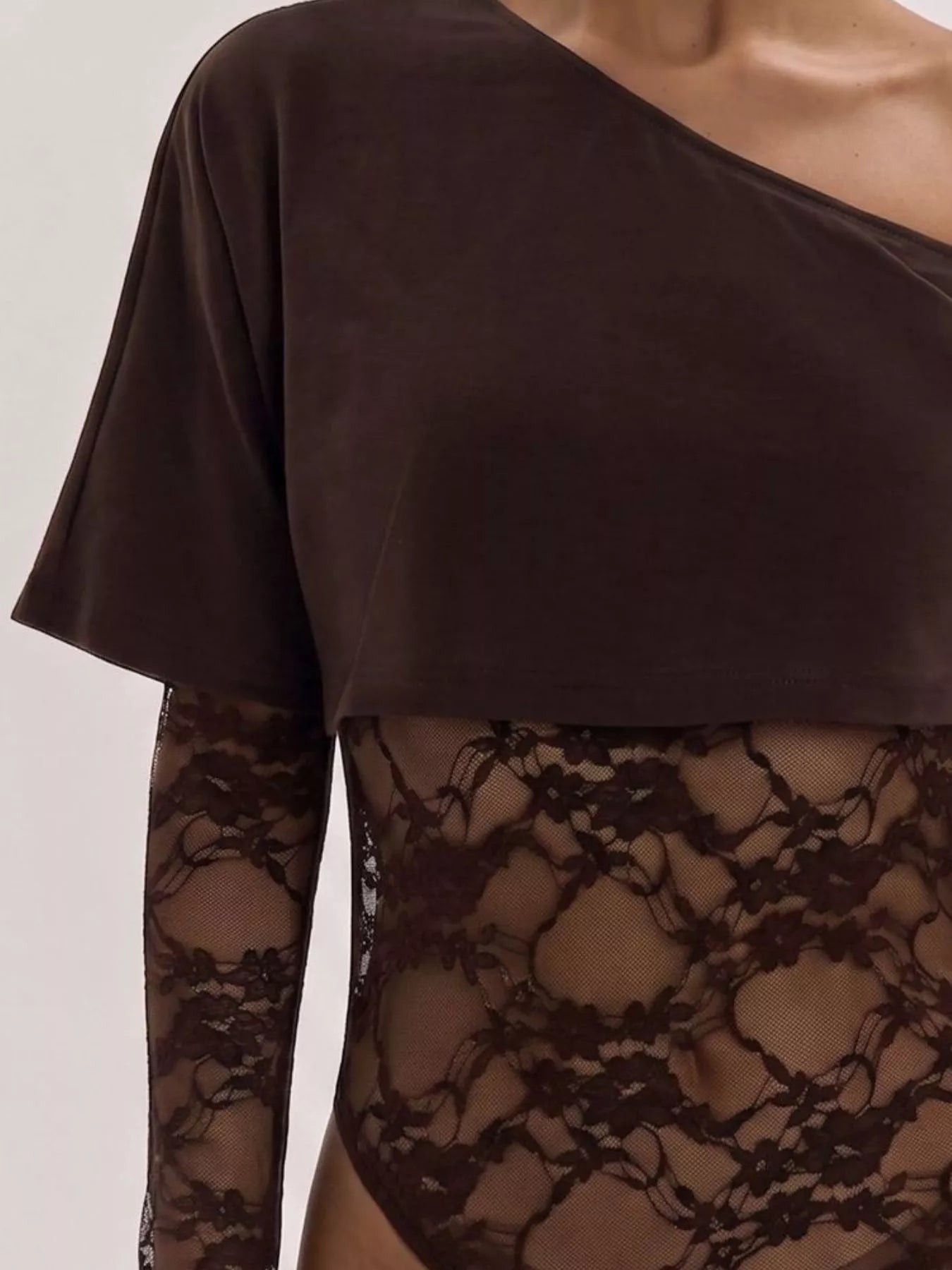 Trendsi One-Shoulder Lace Bodysuit -