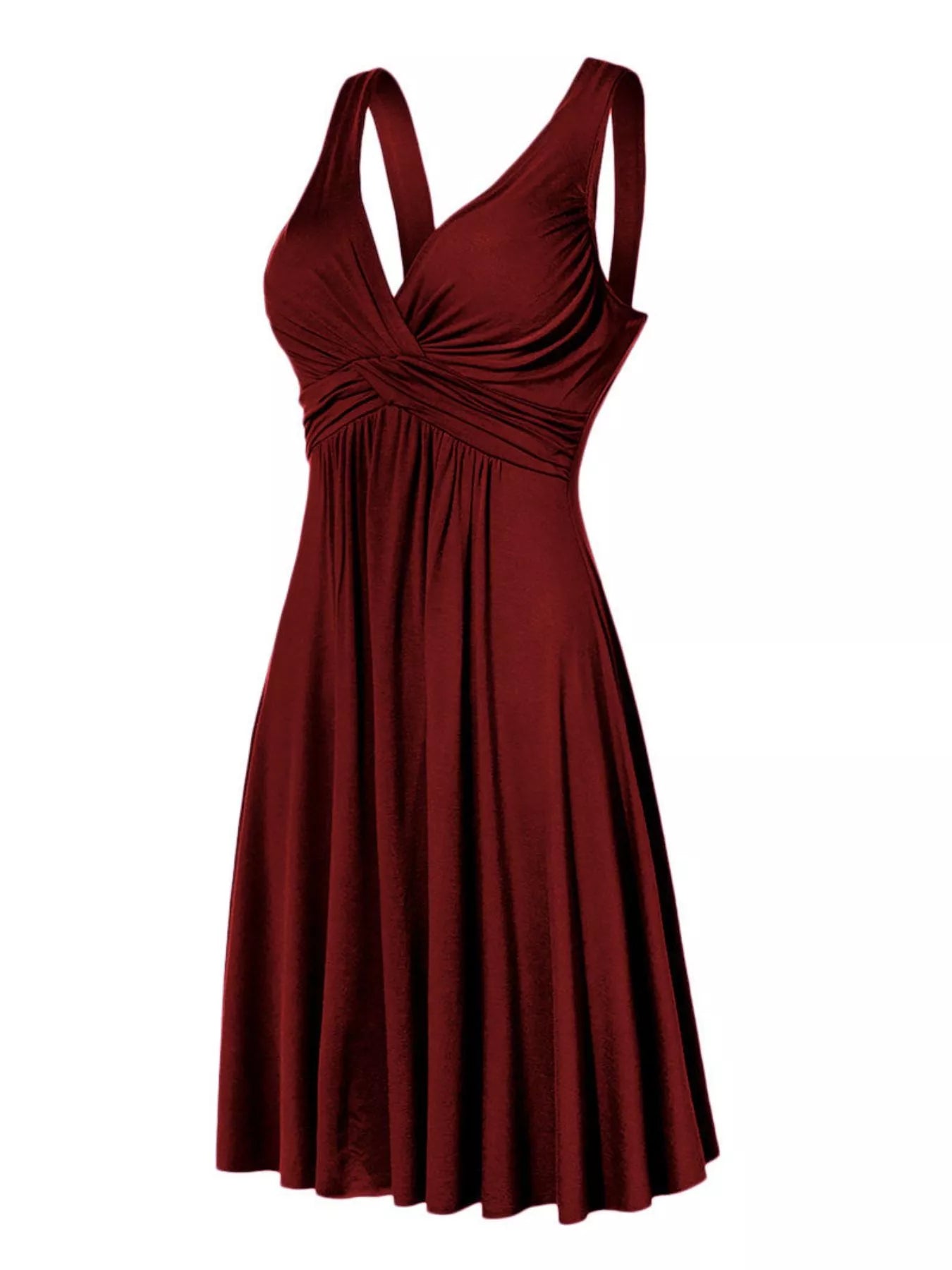 Trendsi Full Size Twisted Sleeveless Ruched Waist A-Line Dress Plus Size -