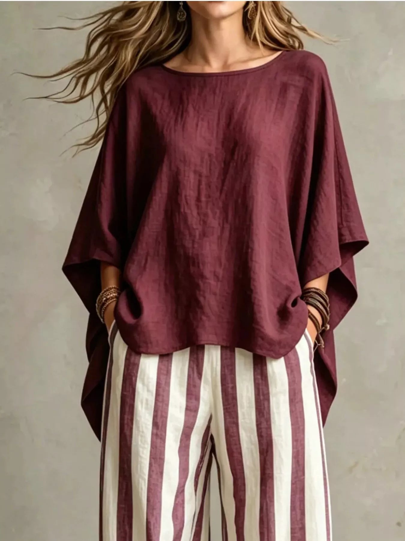 Trendsi Full Size Solid Color Top and Pants Set Plus Size -