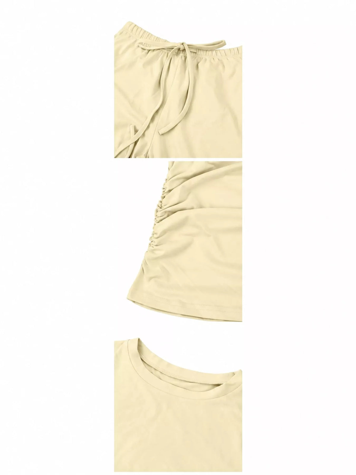 Long Sleeve Top and Wide-Leg Drawstring Pants Set — construction details