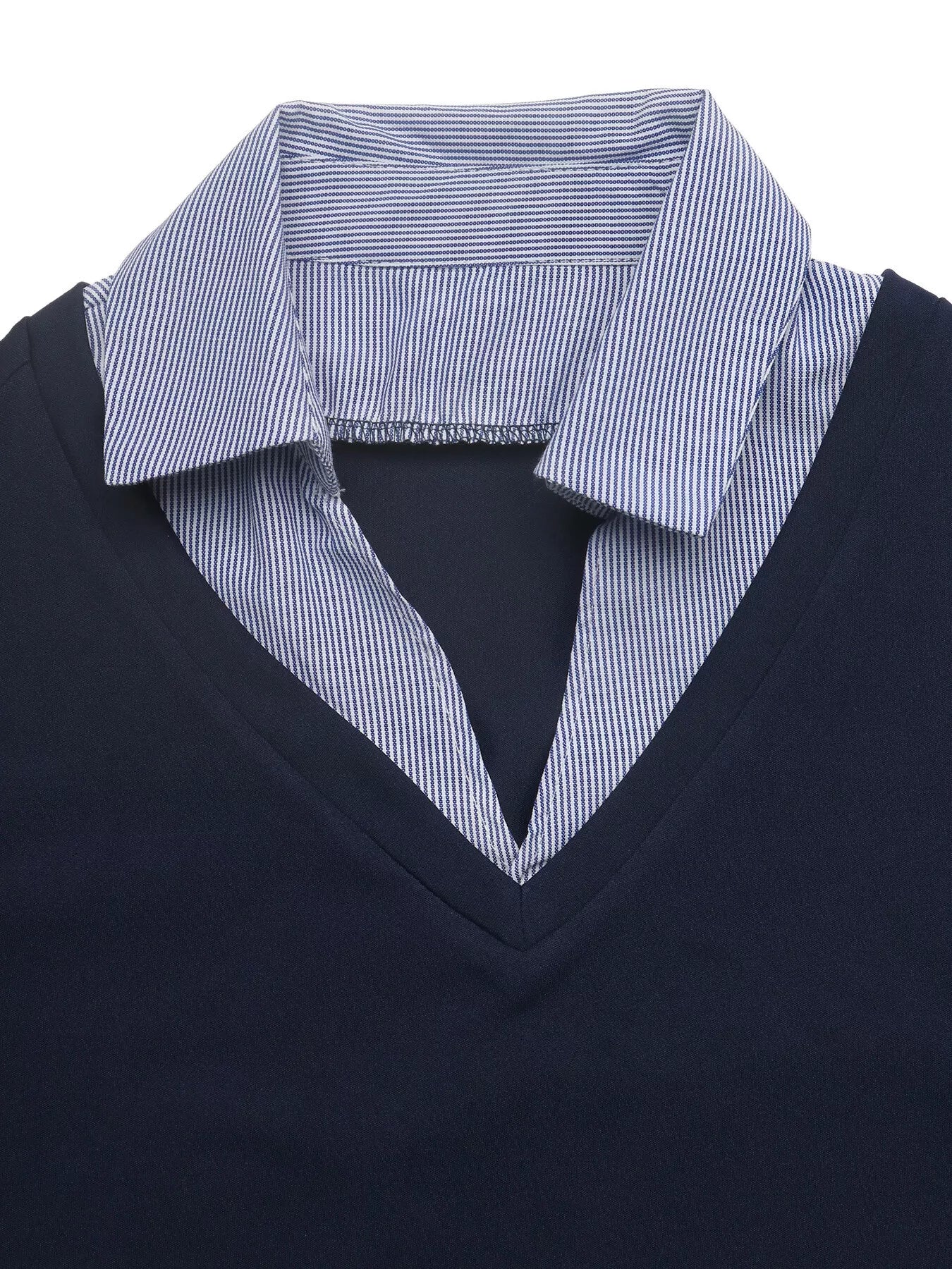 Trendsi Contrast Collar Long Sleeve Top -