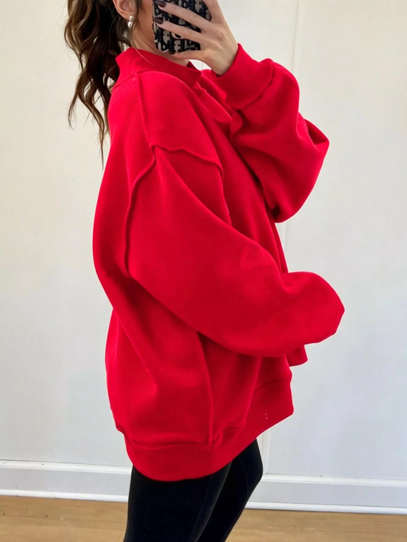 Trendsi Mock Neck Dropped Shoulder Sweatshirt -