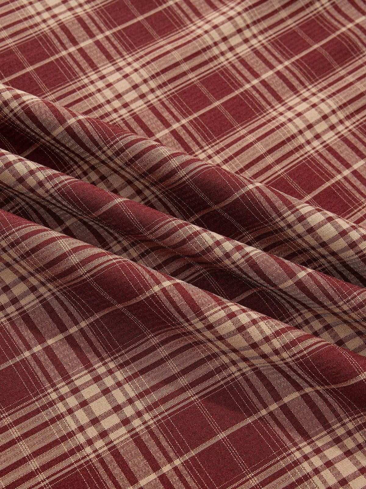 Plaid smocked dress, plaid fabric close up