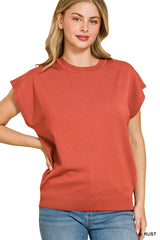 Trendsi Zenana Viscose Round-neck Short Sleeve Sweater -