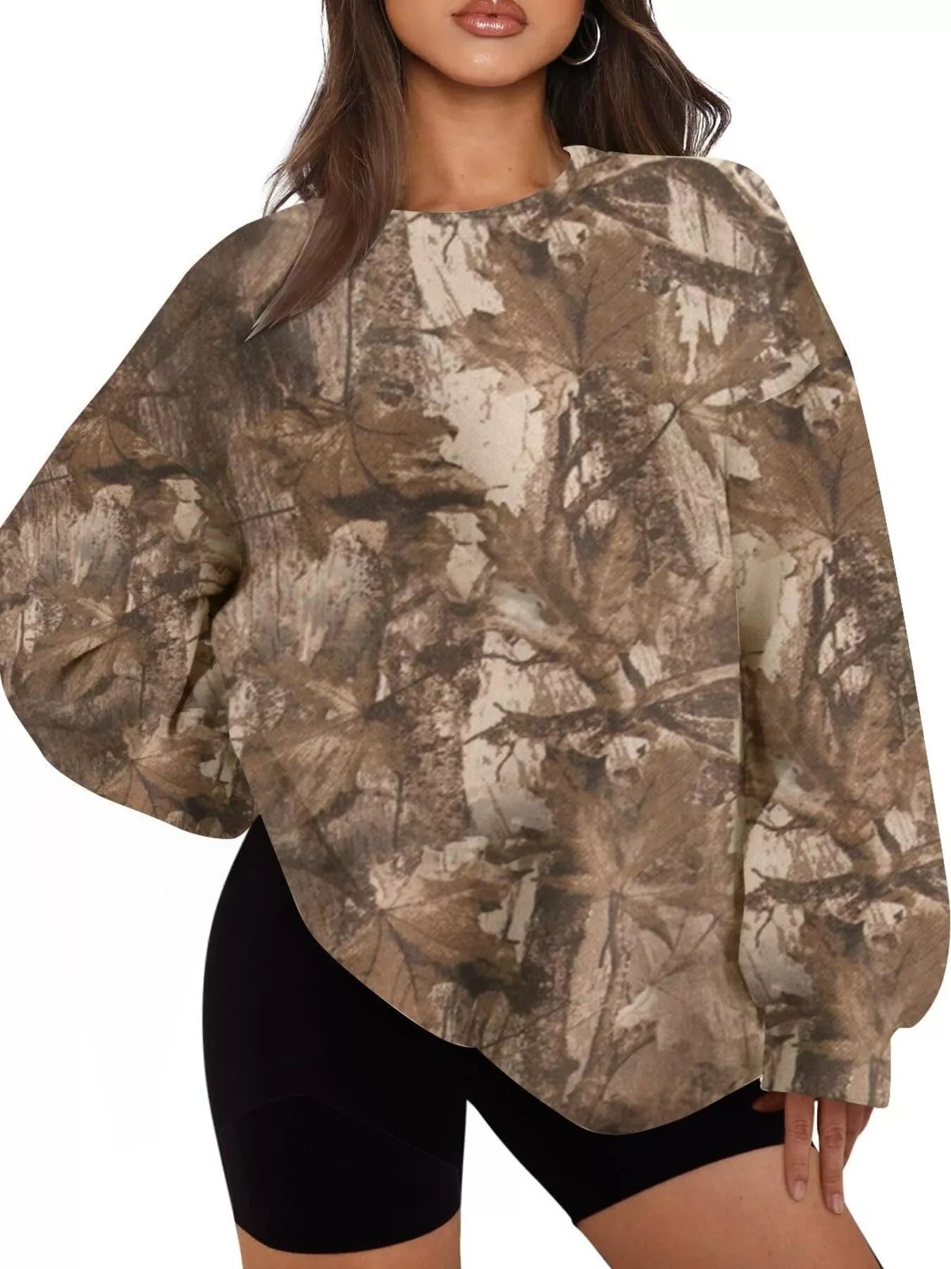 Trendsi Oversized Printed Crew Neck Sweatshirt -