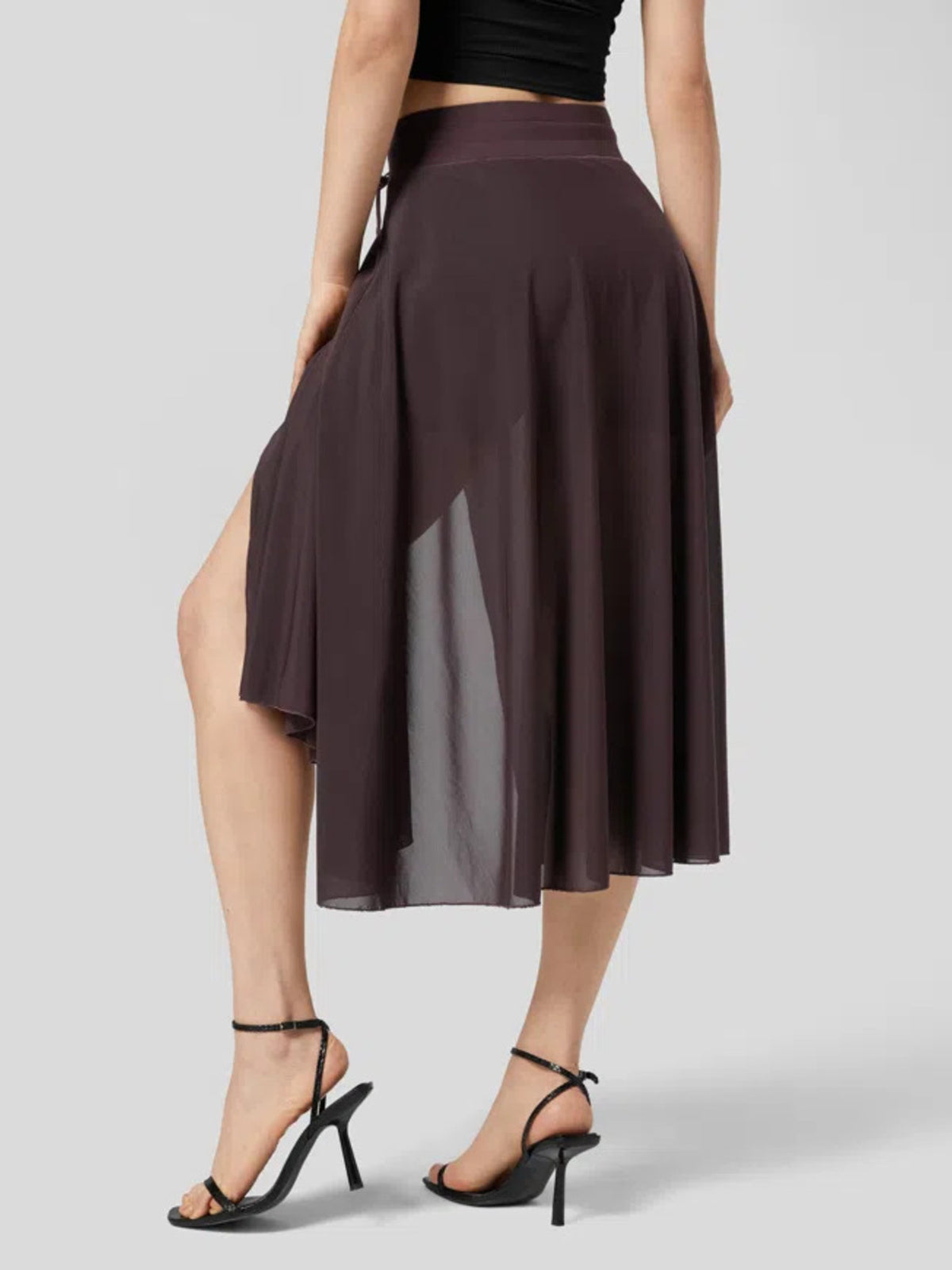 Trendsi Slit Flowy Skirt with Shorts Liner -