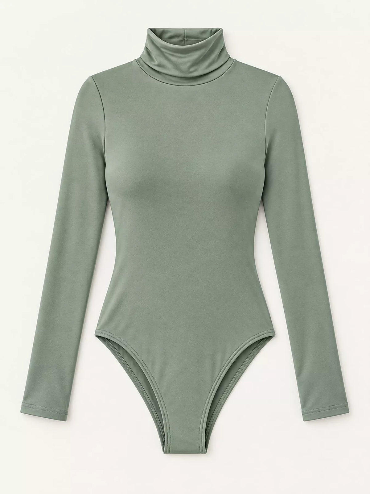 Long Sleeve Turtleneck Slim-Fit Bodysuit in green