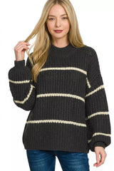Trendsi Zenana Oversize Striped Sweater - Shirts