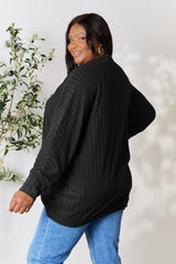 Trendsi Basic Bae Full Size Ribbed Cocoon Cardigan - Shirts