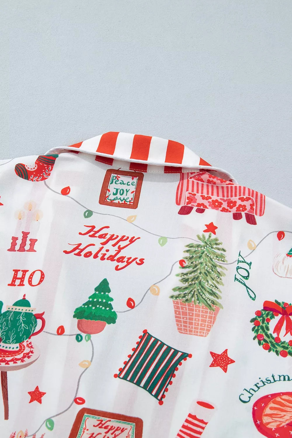 Christmas Print Button-Front Lounge Set, back detail