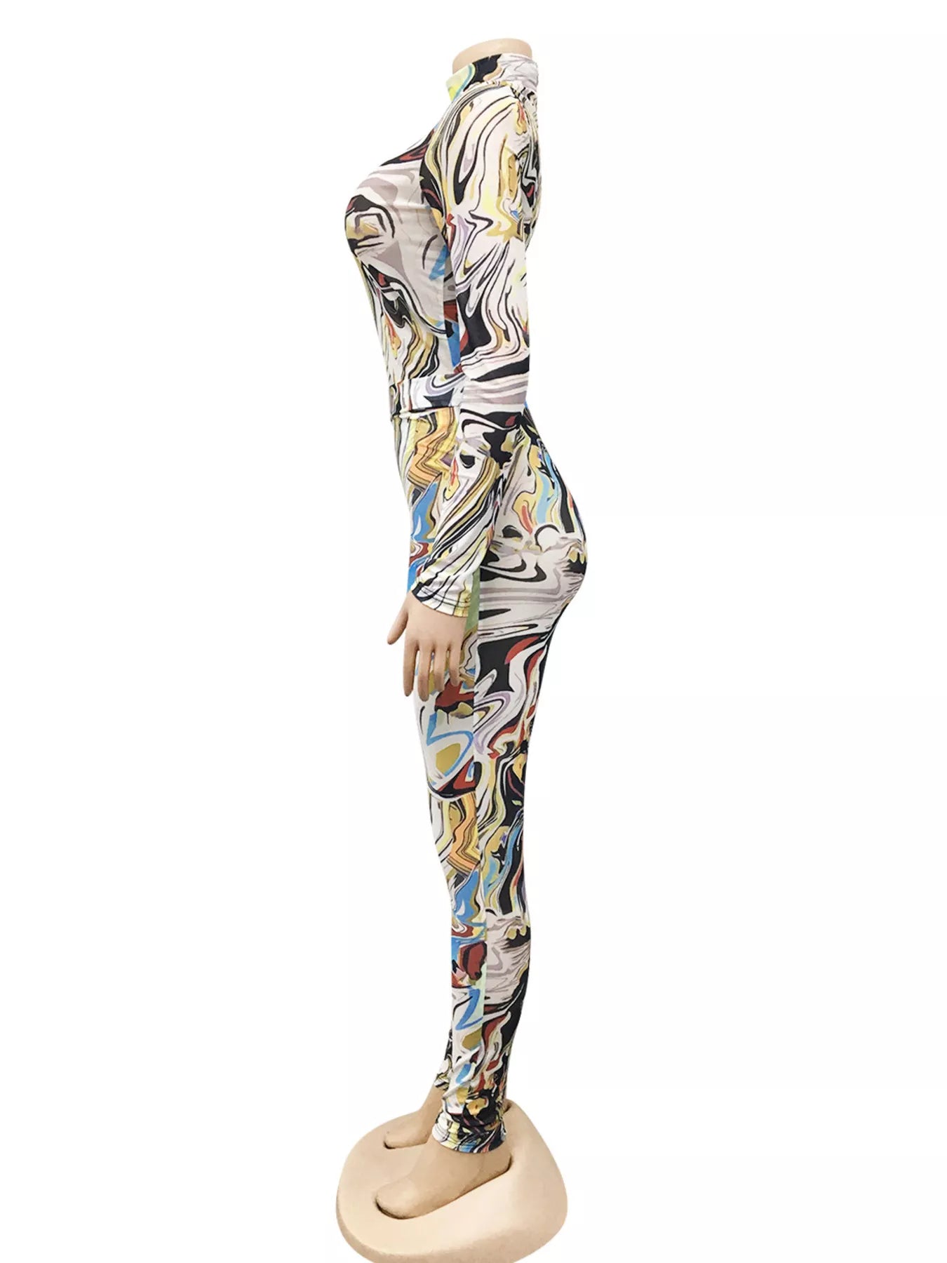 Trendsi Abstract Swirl Print Top and Pants Set -