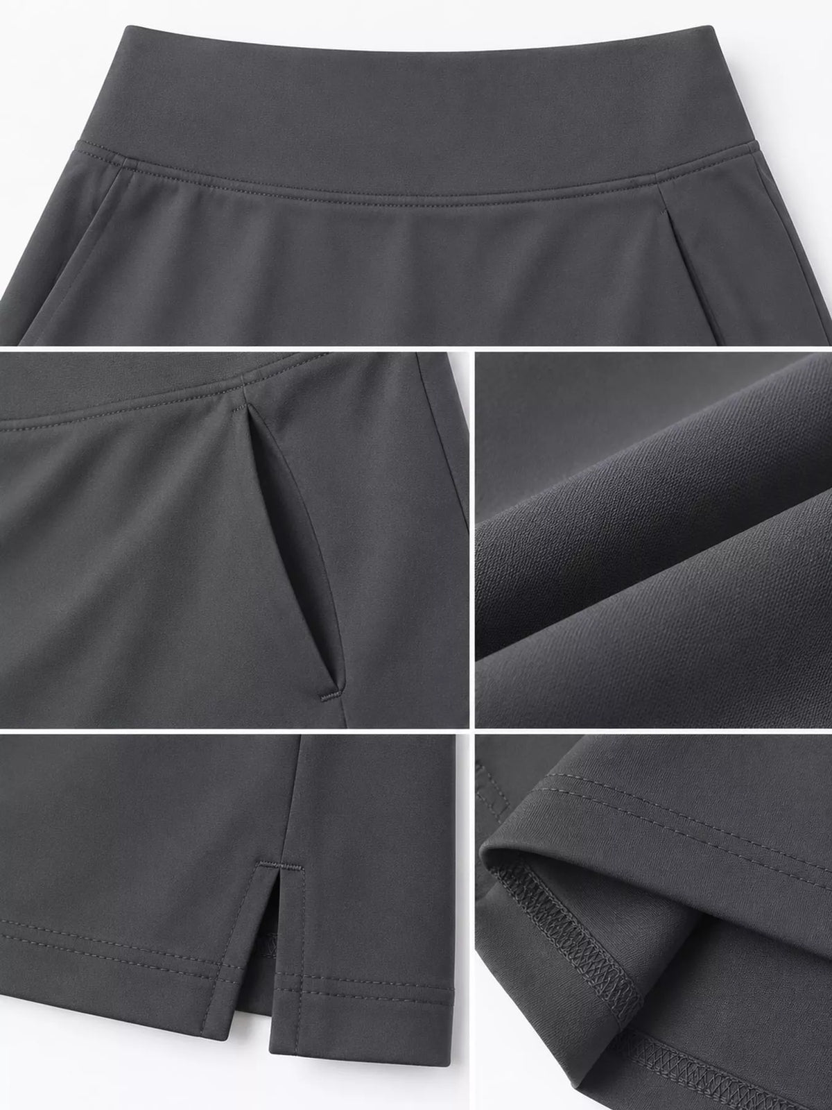 High-Waisted Athletic Skort with Side Pockets — garment construction details