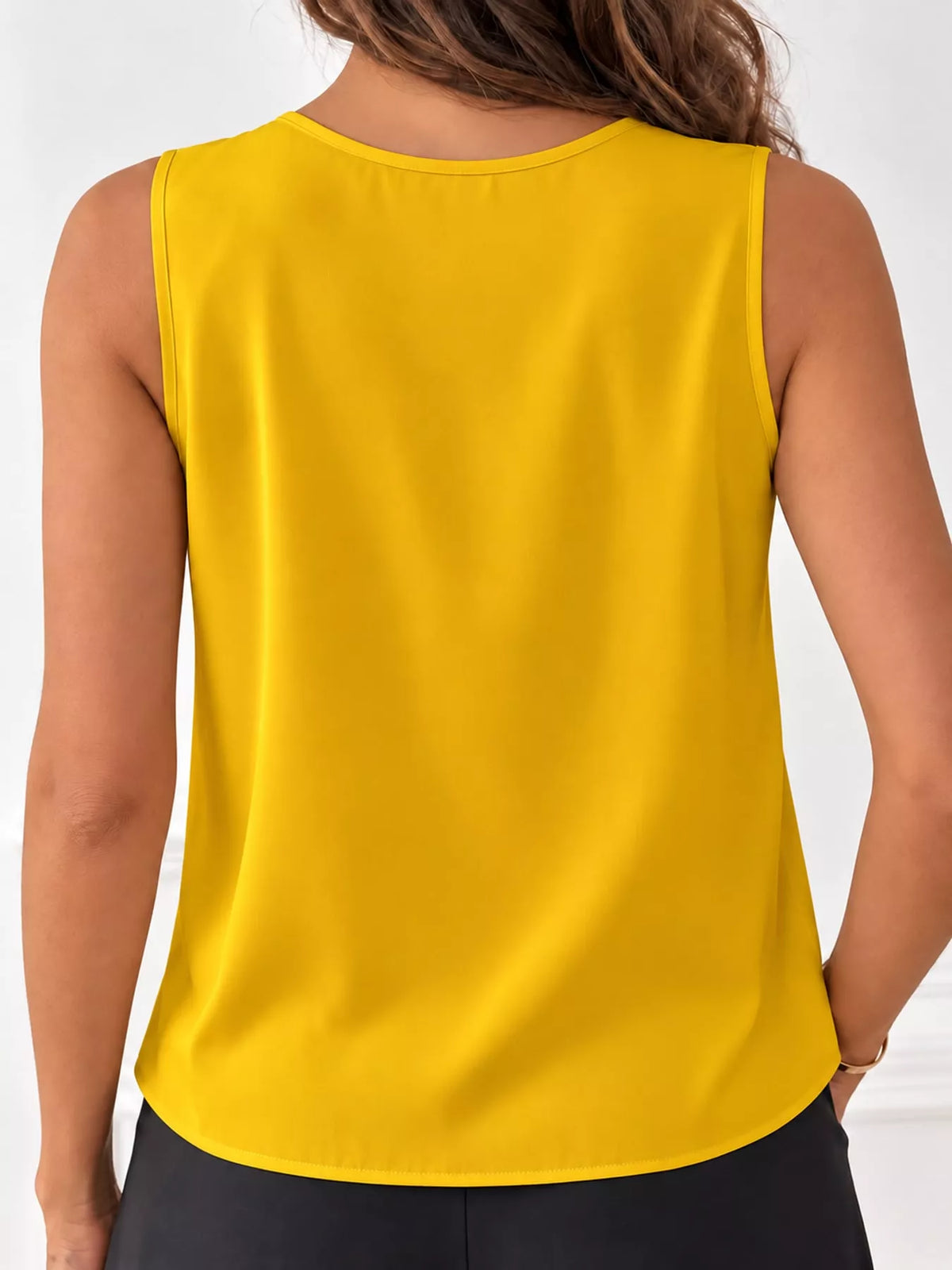 Sleeveless Pleated Blouse — back view