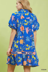 Trendsi Umgee Floral Ruffle Hem Mini Dress -