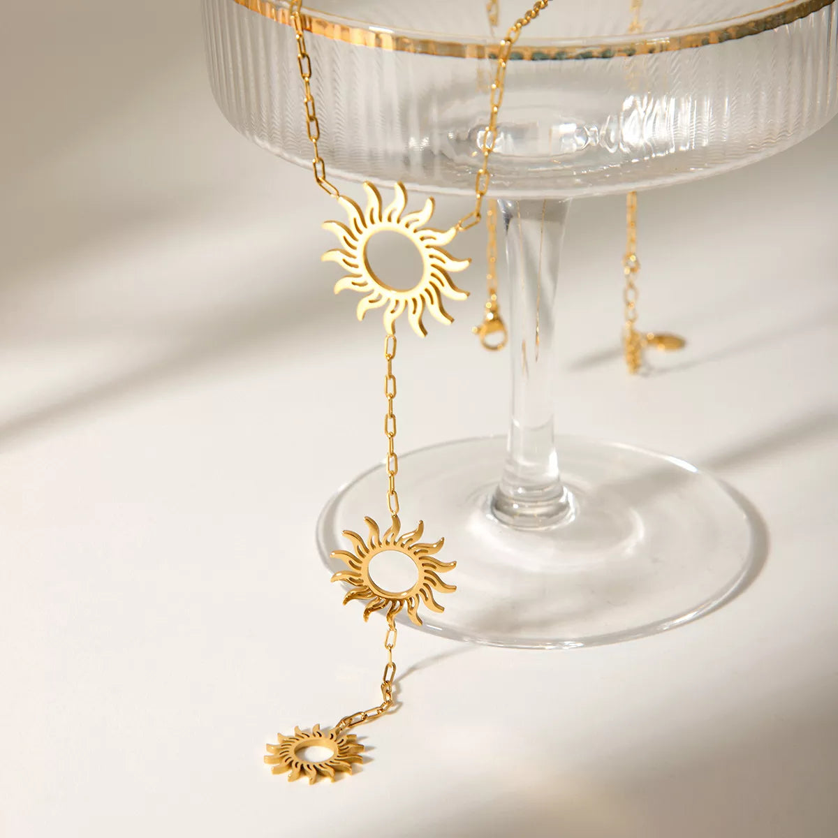 Trendsi 18K Gold-Plated Sun Pendant Necklace -