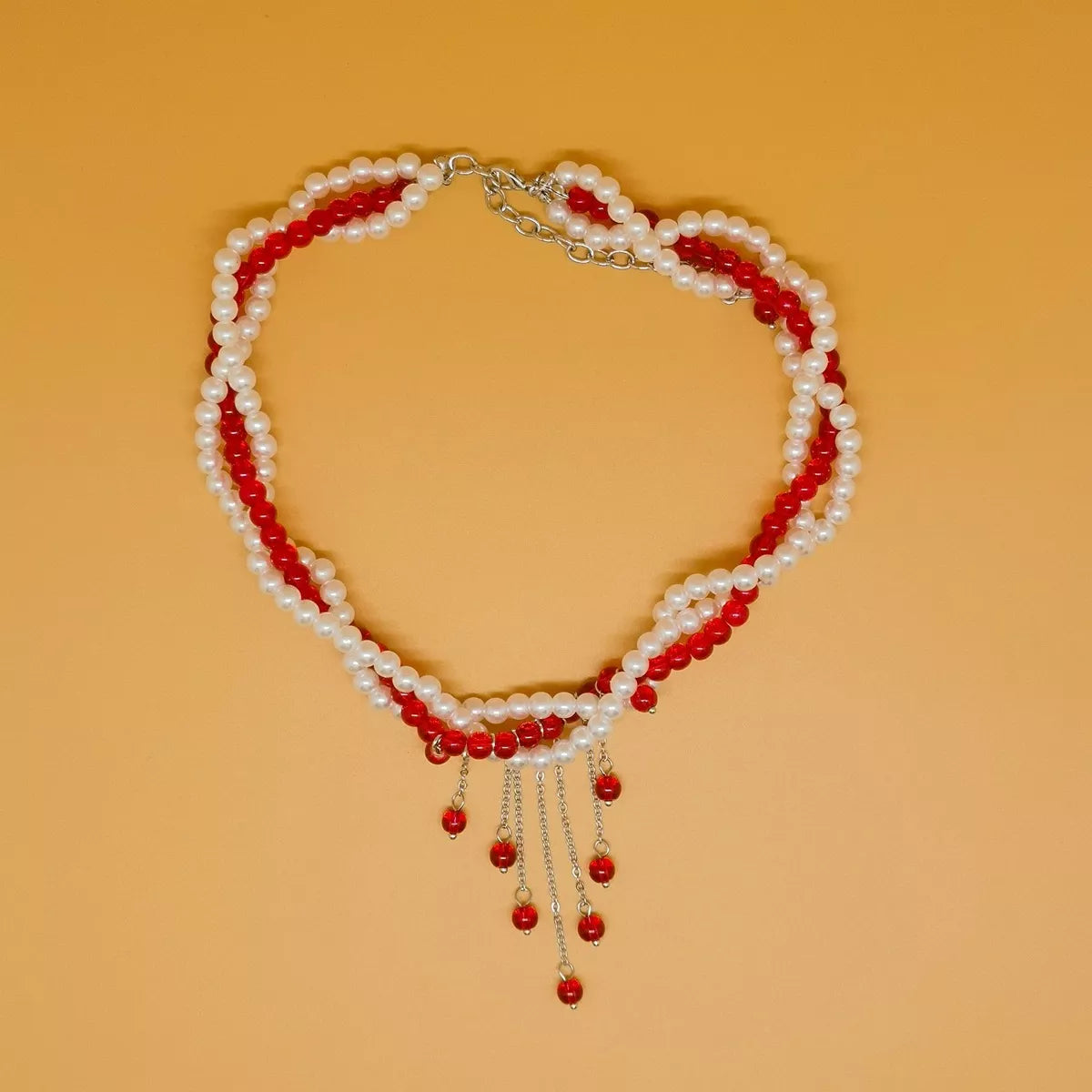 Trendsi Twisted Bead Tassel Necklace -
