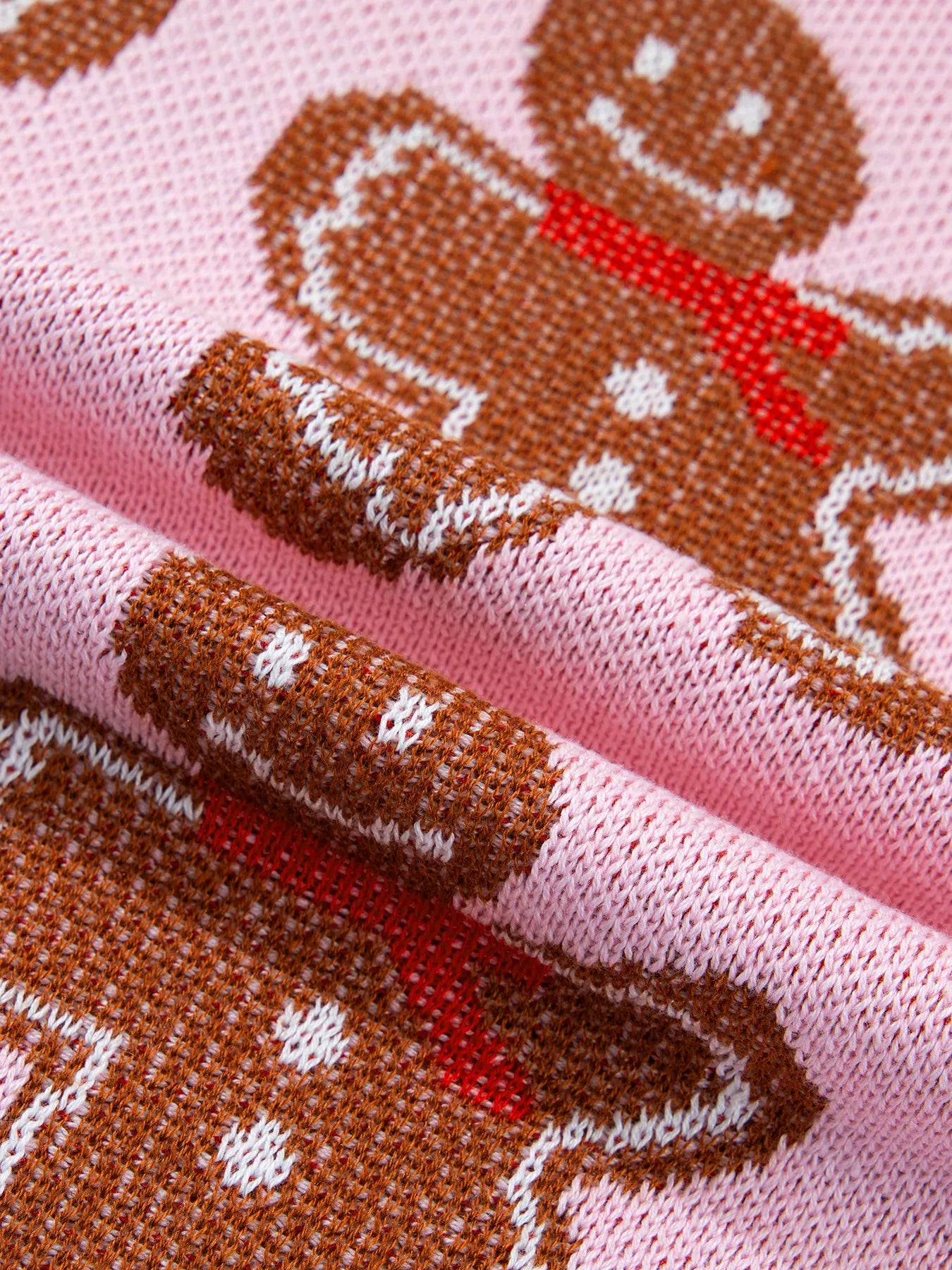 Gingerbread-pattern round-neck long sleeve sweater