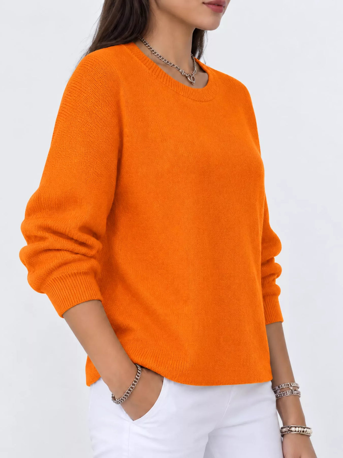Orange crew neck sweater