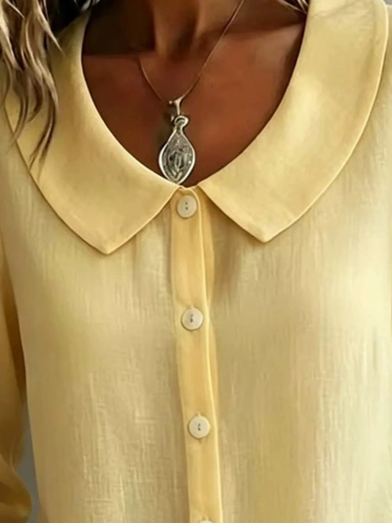 Trendsi Full Size Peter Pan Collar Button-Down Shirt Plus Size -