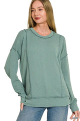 Trendsi Zenana Corded Rib Long Sleeve Round Neck Top -