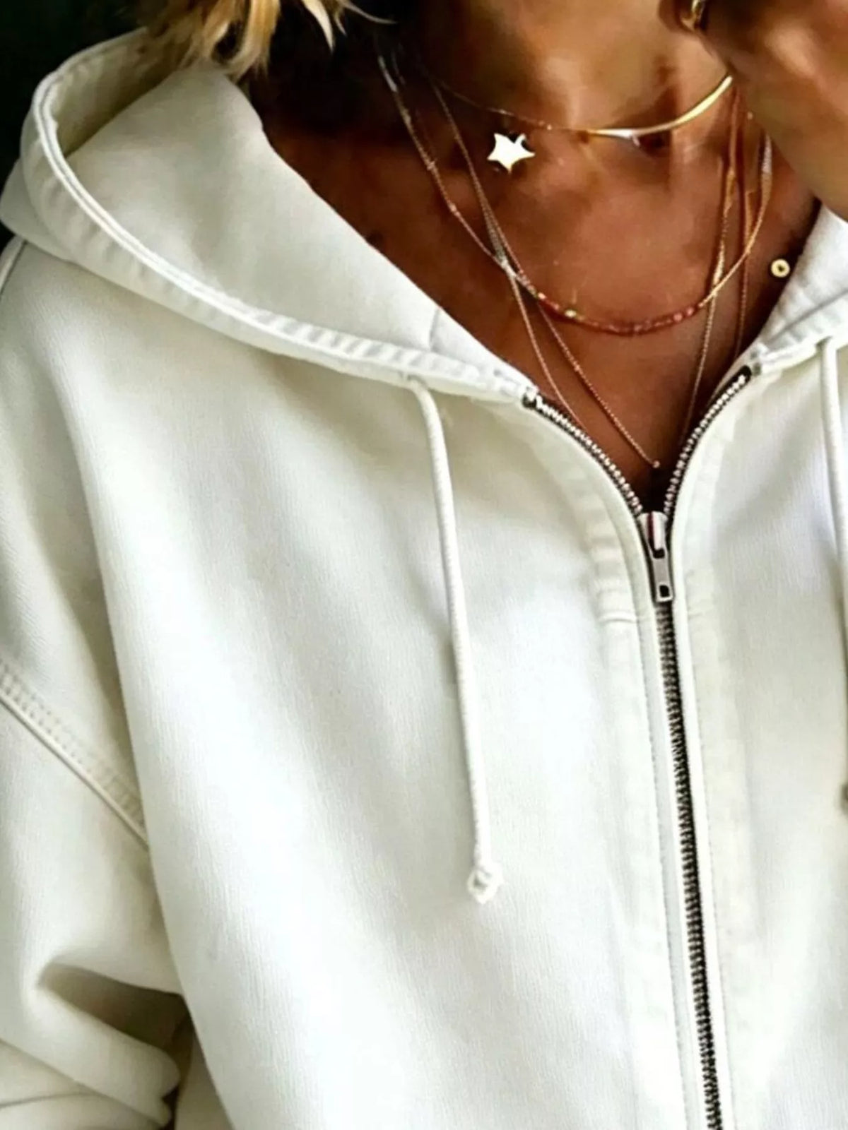 Trendsi Full Size Zip-Up Dropped Shoulder Hoodie Plus Size -